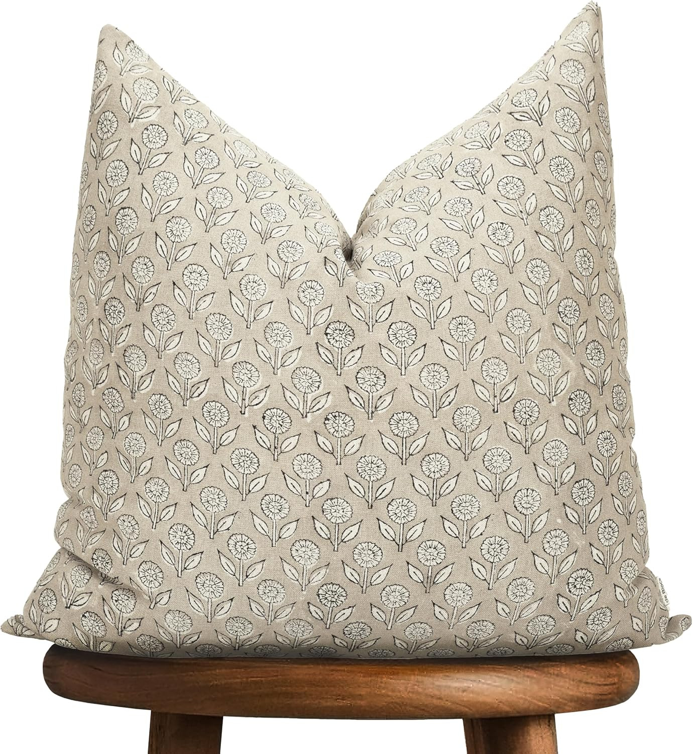 Hand-Block Printed, Artisan-Made Neutral Accent Throw Pillow Covers- 100% Cotton Cushion for Sofa... | Amazon (US)