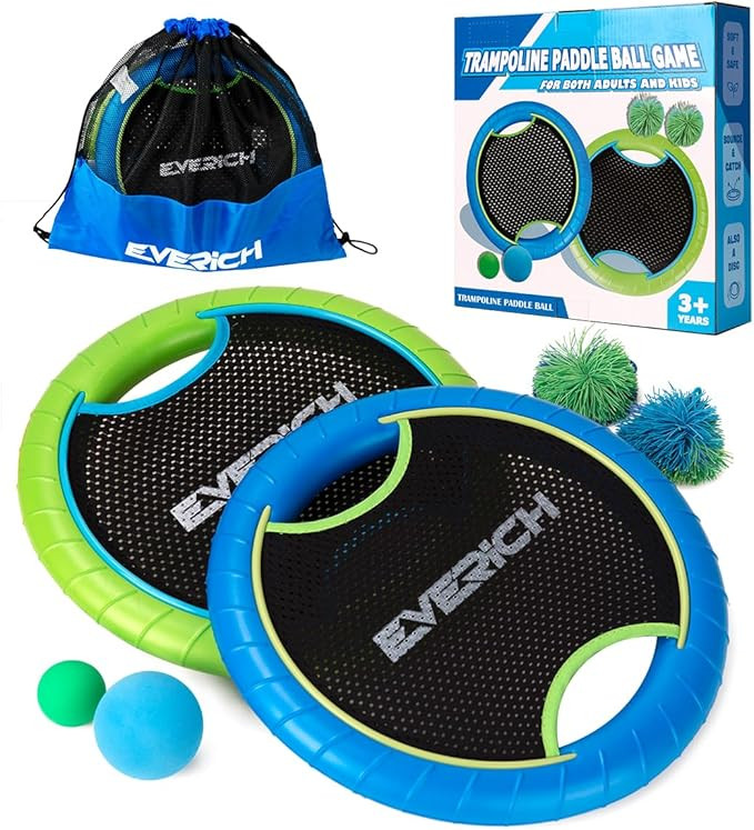 Amazon.com: EVERICH TOY Trampoline Paddle Ball Set with 2 Bouncy Paddles & 4 Balls - Soft Foam De... | Amazon (US)