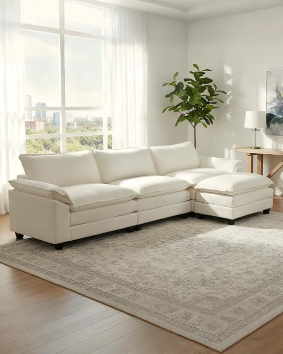 Karl home Sectional Sofa Modular Deep Seat Sofa Couch with Ottoman, Chenille Sofa Sleeper Comfy U... | Amazon (US)