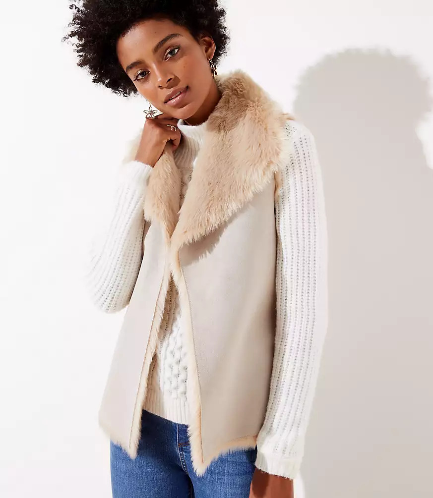 Reversible Faux Shearling Vest | LOFT | LOFT