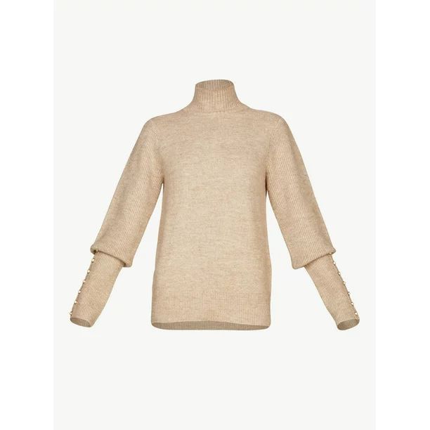 Scoop Women's Button Cuff Turtleneck Sweater | Walmart (US)