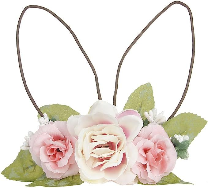 DreamLily Baby Girls Flower Crown Spring Bunny Headband Woodland Floral Head Piece for Toddler BB... | Amazon (US)