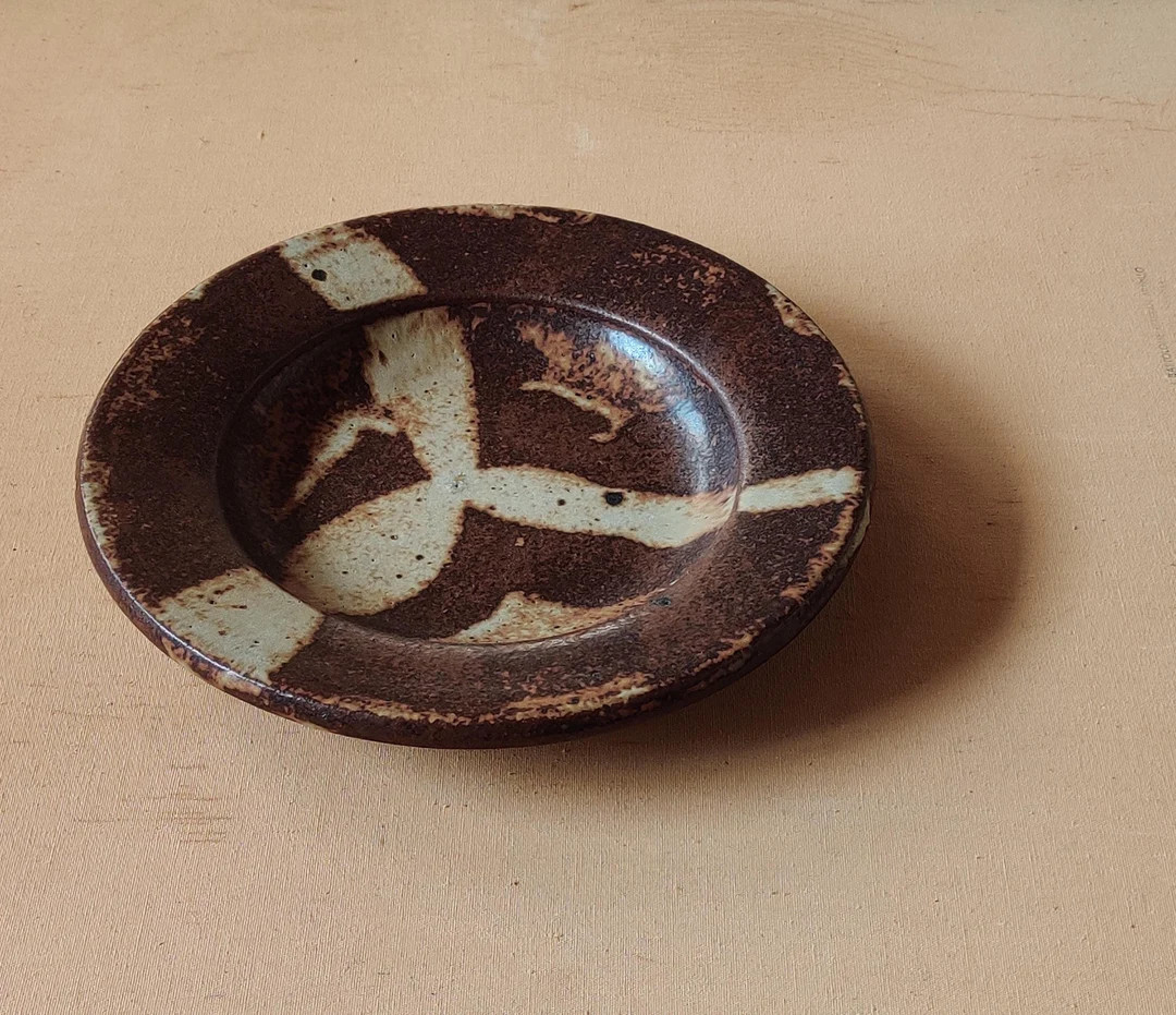 Brutalist Scandinavian Stoneware Plate From Visby in Earth Colors, 1970s Studio Ceramic - Etsy | Etsy (US)