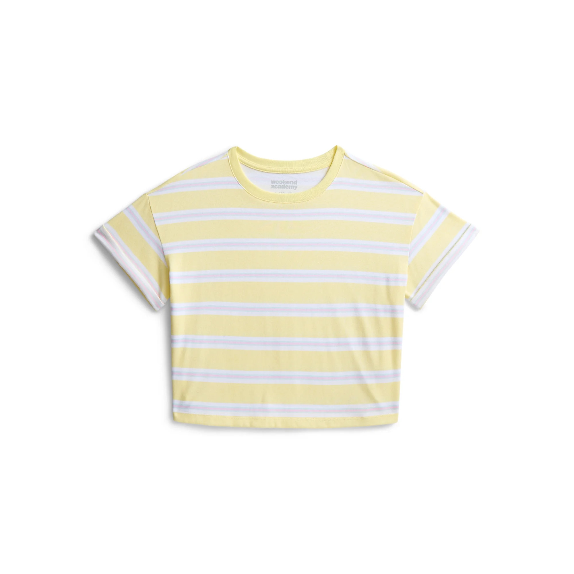 Weekend Academy Girls Stripe Boxy Tee, Sizes 4-18 | Walmart (US)