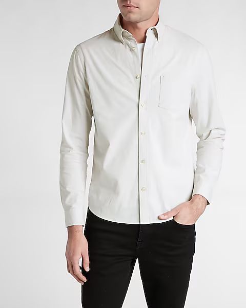 Slim Solid Stretch Denim Shirt | Express