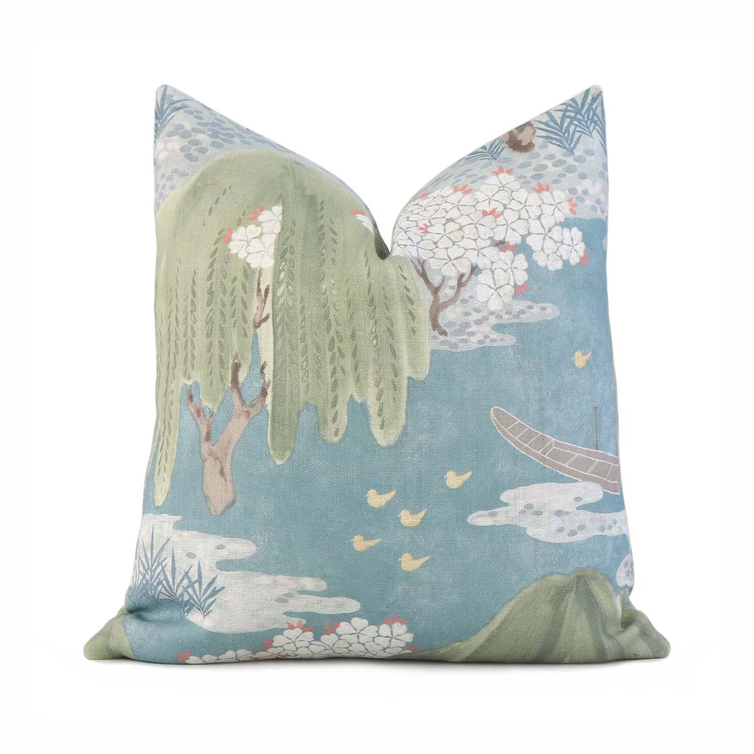 Thibaut Willow Tree Turquoise Blue Decorative Throw Pillow - Etsy | Etsy (US)