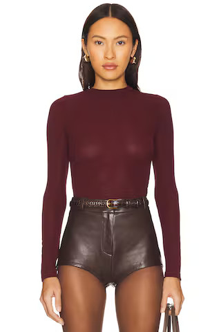 x REVOLVE Lounge Katya Sheer Top in Burgundy | Revolve Clothing (Global)
