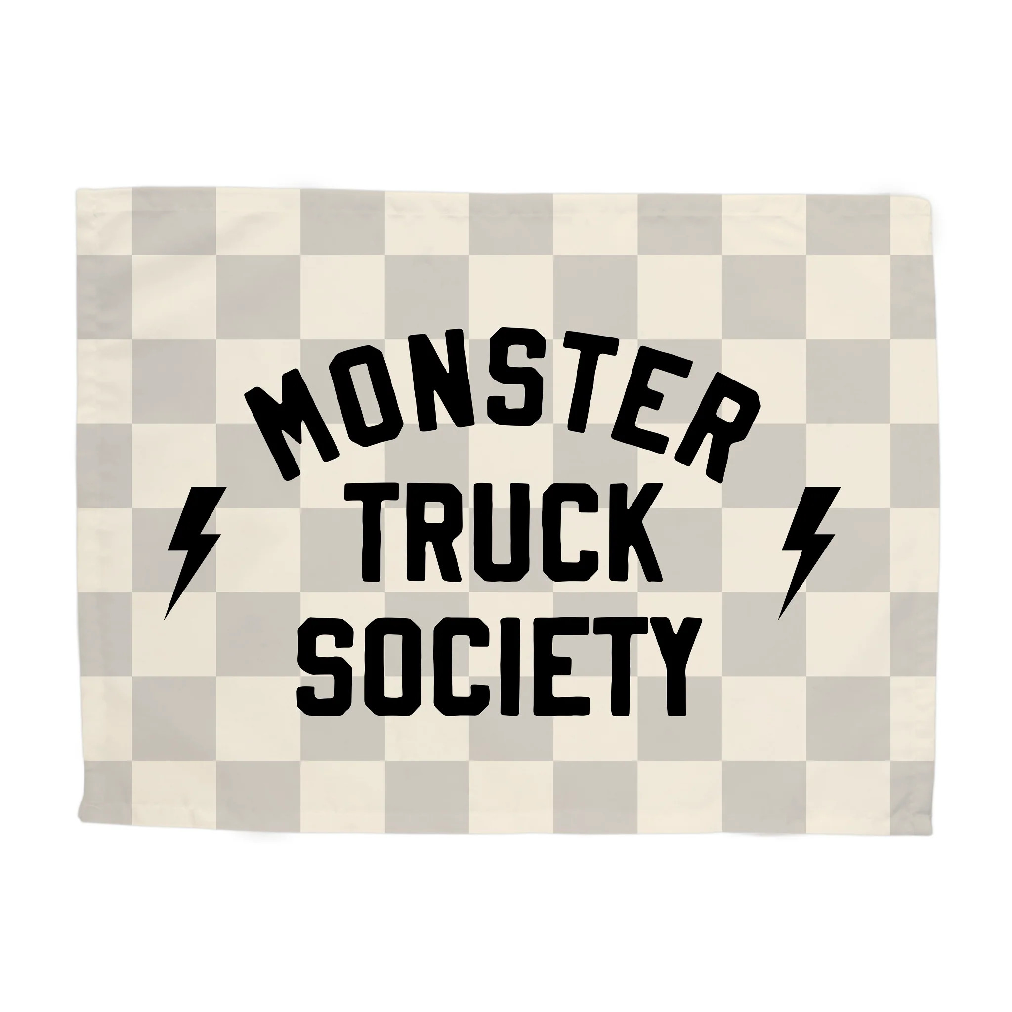 Monster Truck Society Banner - Hunny Prints x @jassn2 {Light Grey & Natural Check} | Hunny Prints