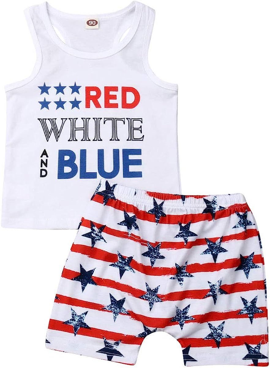 Toddler Kids Baby Boy Girl Summer Outfit Sleeveless Tank Tops Shorts Pant 2Pcs Clothes Set | Amazon (US)