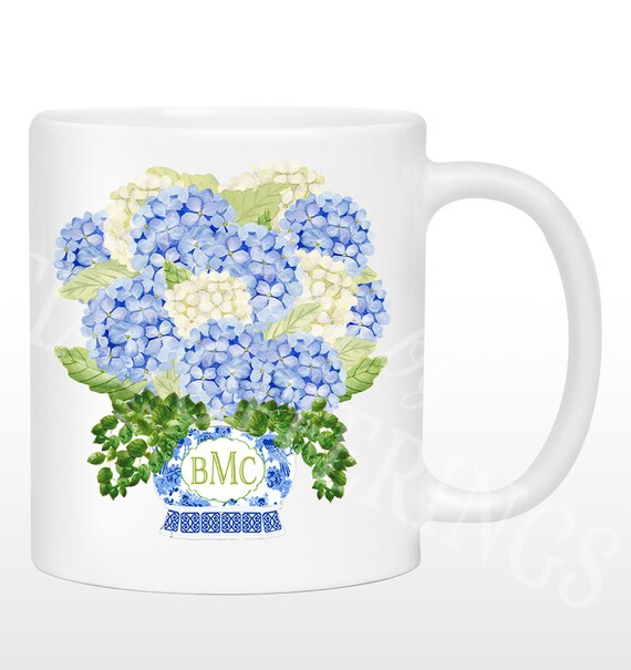 Monogram Mug | Personalized Mug | Gift for Her | Gift for Wife | Gift for Mom | Blue and White Ch... | Etsy (US)