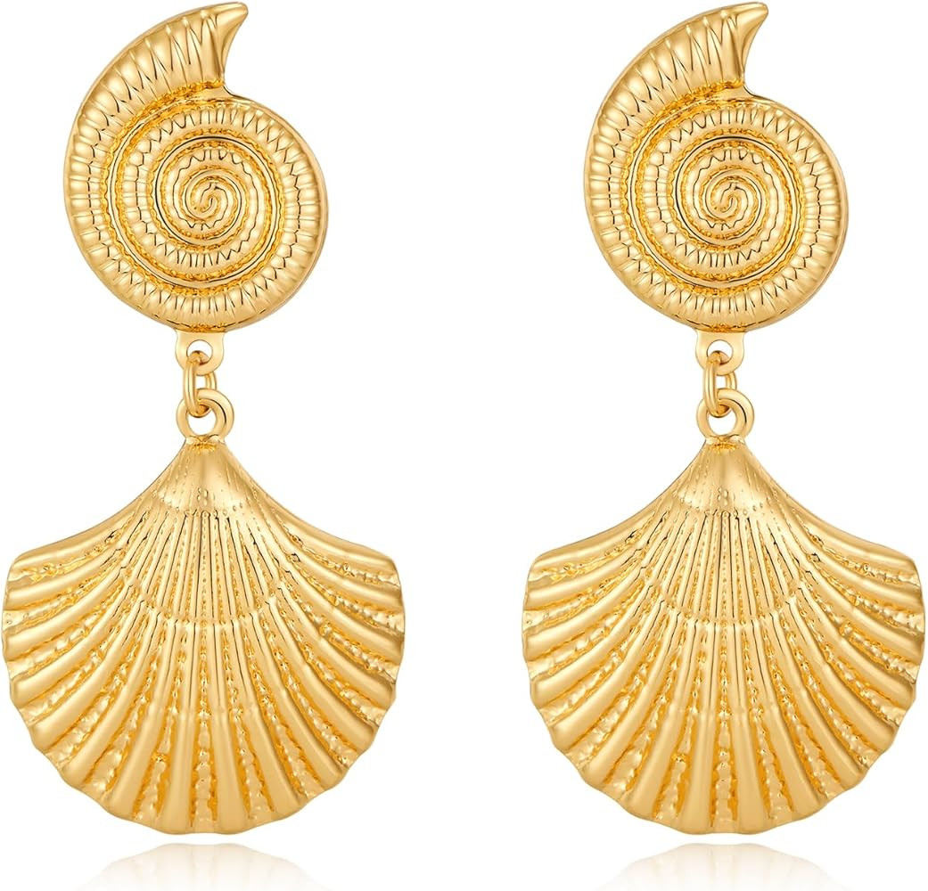 Gold/Silver Shell Dangle Earrings for Women Seashell Drop Dangle Earrings Ocean Beach Earrings Su... | Amazon (US)