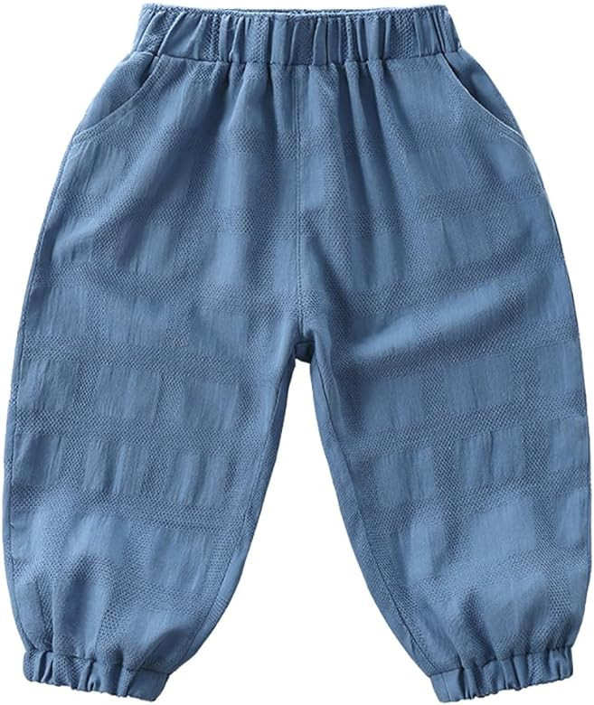 LABISHU Little Kids Cotton Linen Bloomer Jogger Pants Toddler Boy Girl Striped Elastic Waistband ... | Amazon (US)