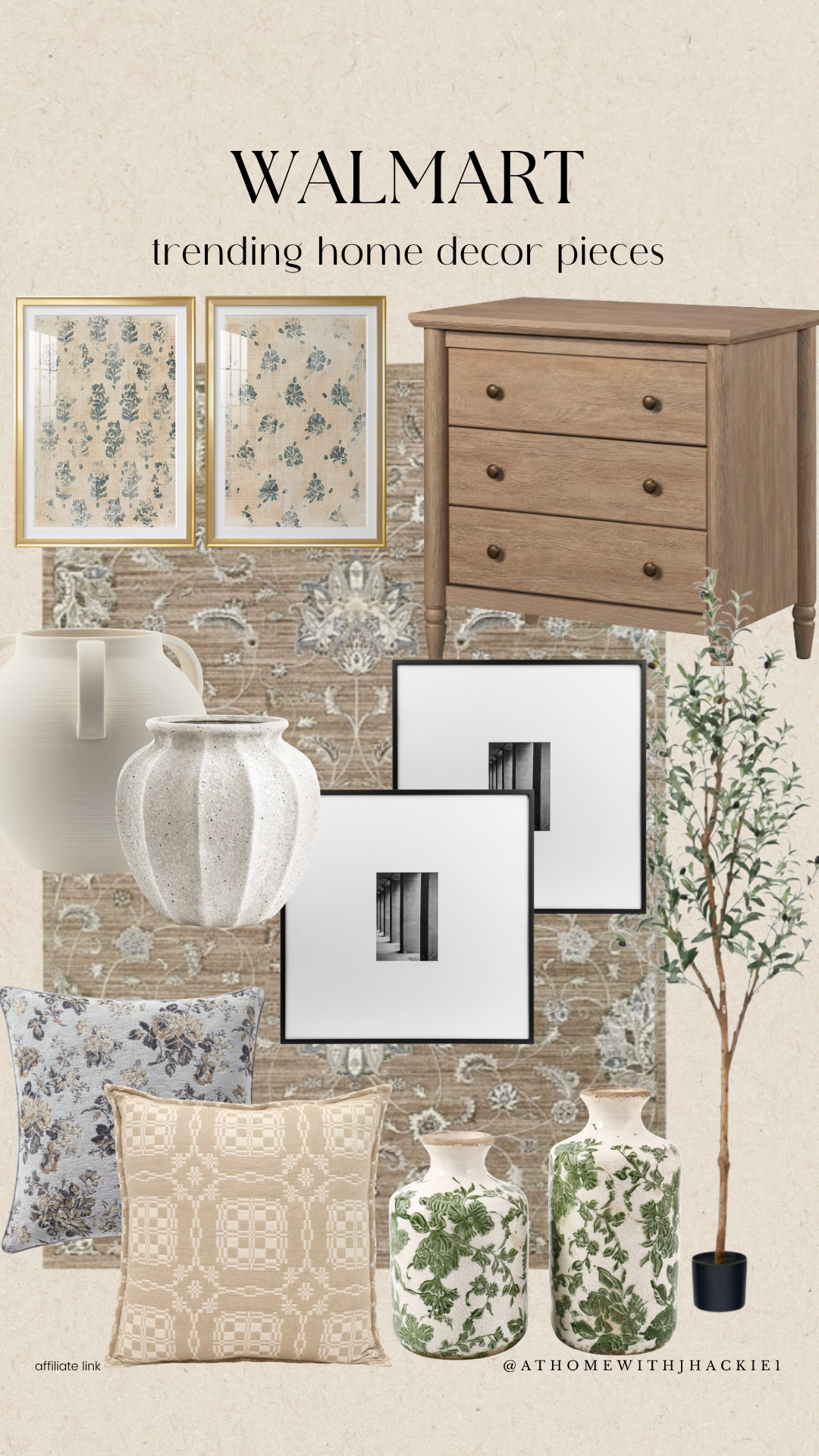 Walmart Trending Home Decor, Walmart home decor, Walmart finds, neutral home decor, floral throw pillows, ceramic vase, decorative vases, framed wall art, area rug, olive tree, dresser, botanical prints, farmhouse decor, traditional home decor, affordable home decor, living room decor, bedroom decor, home styling, neutral decorating, cozy home, Walmart decor finds

#LTKHome #LTKSaleAlert