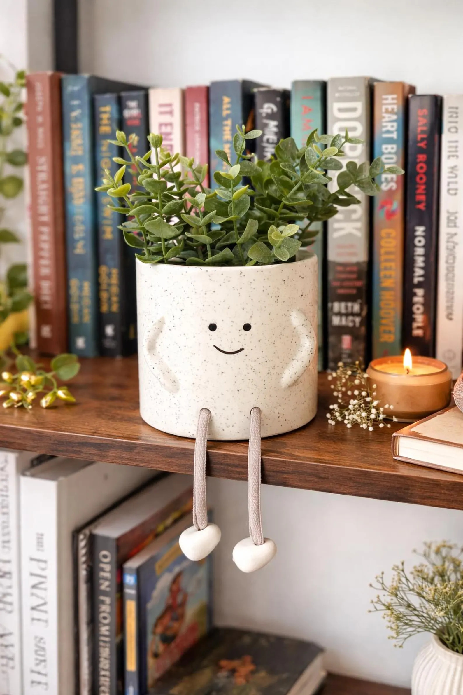 White Sitting Smiling Planter with Cord Legs | Smiling Planter Pot | Happy Face Planter |  Succul... | Etsy (Global)