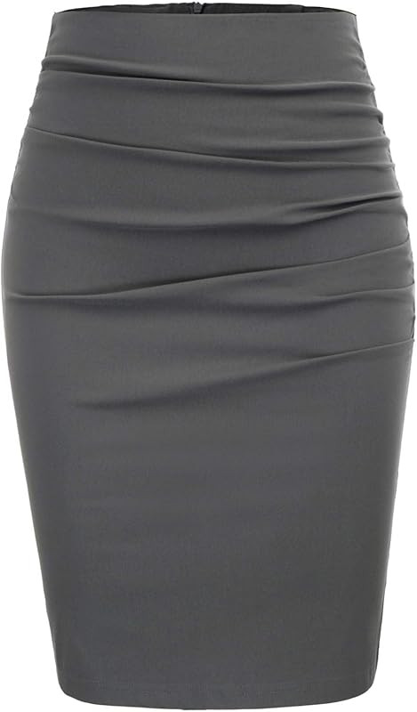 GRACE KARIN Womens Elegant Ruched Knee Length Slim Fit Business Skirt | Amazon (US)