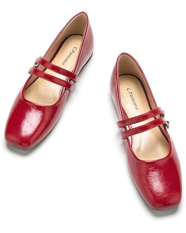 C.Paravano Mary Jane Shoes for Women | Women Flats | Womens Square Toe Flats | Leather Mary Jane | Amazon (US)