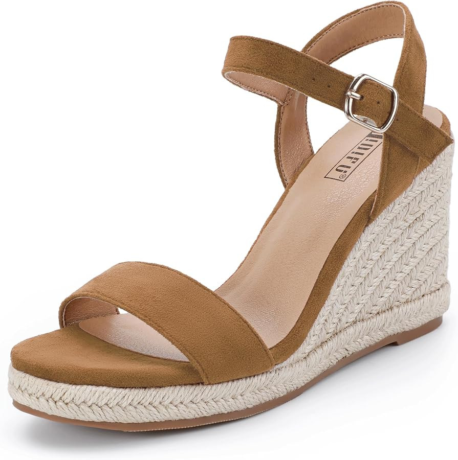 IDIFU IN4 Espadrille Wedge Sandals for Women Open Toe Ankle Strap Platform Wedges Heels Causal Su... | Amazon (US)