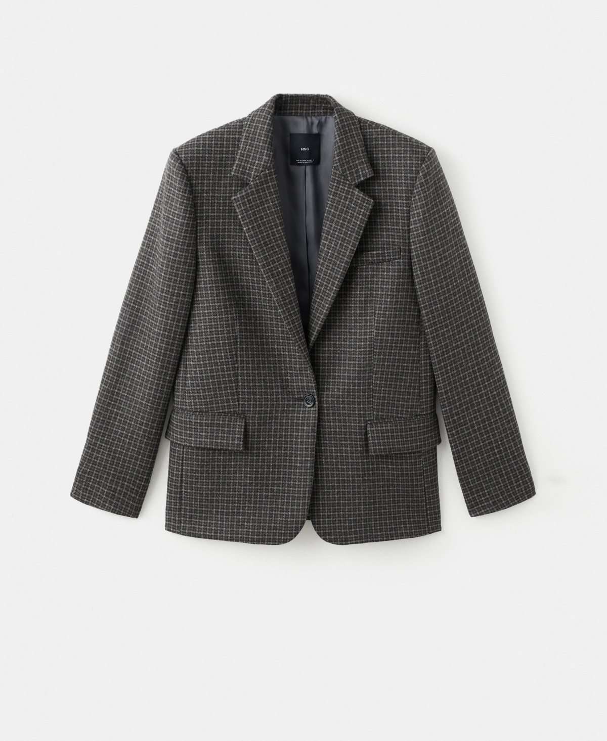 Mango Women's Wool Check Blazer - Gray | Macy's