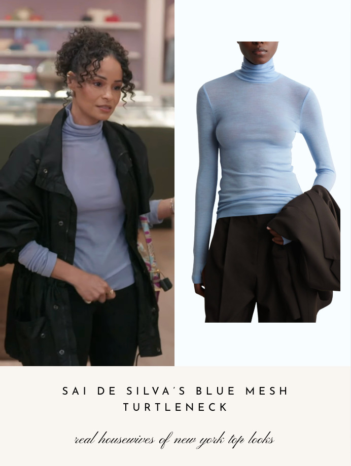 Sai De Silva's Blue Mesh Turtleneck 

 
