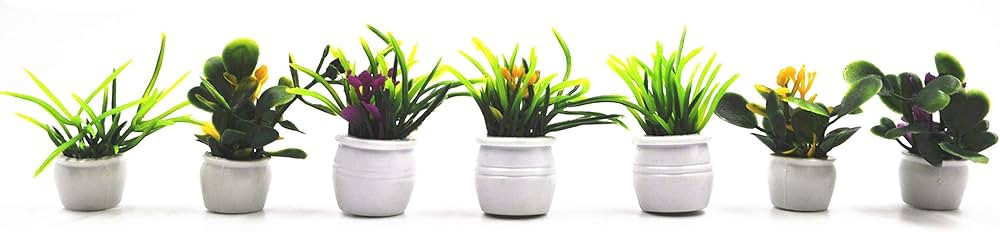 Togudot 7 Pcs Miniature Potted Plants Dollhouse Mini Plant Bonsai Flower Model Tiny Fake Greenery... | Amazon (US)
