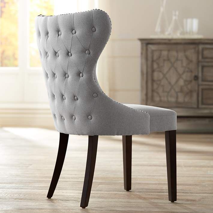 Ariana Light Gray Fabric Dining Chair - #12W79 | Lamps Plus | Lamps Plus