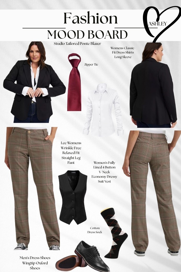 Boss energy, but make it effortless. 🖤
Black ponte blazer + crisp white button-down + plaid straight-leg pants + burgundy zipper tie + wingtip oxfords. Perfect for work! 

#LTKootd #LTKPlusSize #LTKWorkwear