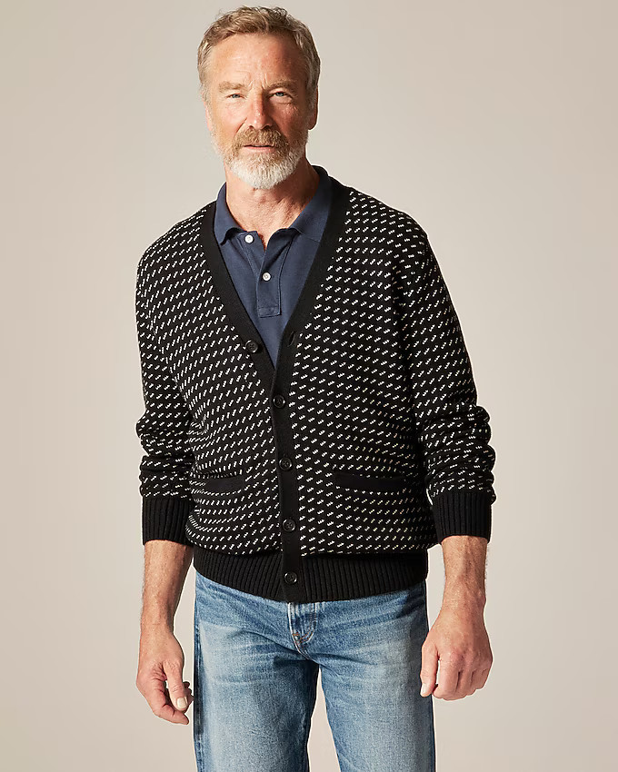 Heritage cotton V-neck cardigan in bird's eye | J. Crew US