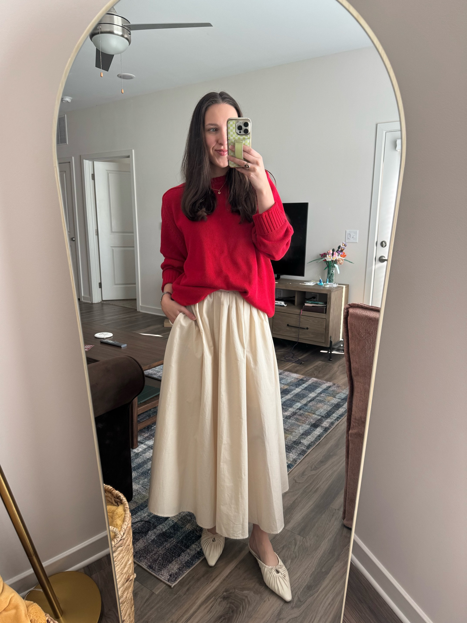 Red and white skirt outfit for winter

#LTKStyleTip #LTKShoeCrush #LTKFindsUnder100