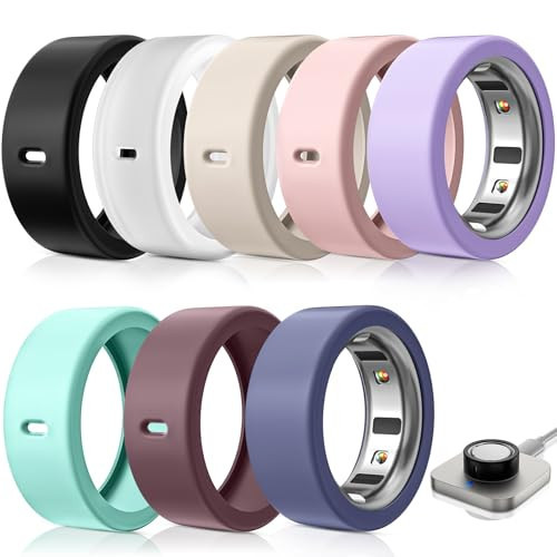 8 Pack Ring Protector Compatible with Oura Ring Gen 4/Oura Ring Gen 3, Silicone Oura Ring Cover Working Out Accessories Men Women, Direct Charging with Cover-M for 8 9 10 11 | Amazon (US)