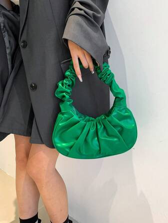 Fashionable New High-Value Cloud Bag Pleated Small Bag Solid Color Single Shoulder Armpit Bag Wom... | SHEIN