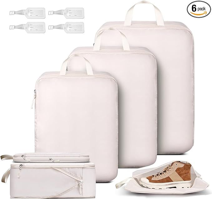 6 set Compression Packing Cubes lightweight Expandable Packing Organizers Cubes Travel Organizer ... | Amazon (US)