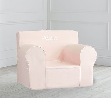Oversized Blush with White Piping Anywhere Chair® | Pottery Barn Kids