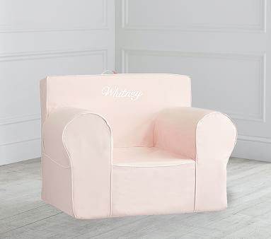 Oversized Blush with White Piping Anywhere Chair® | Pottery Barn Kids