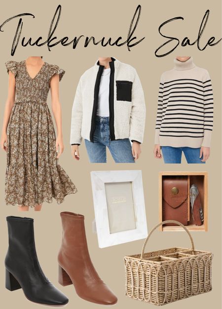 Kat Jamieson of With Love From Kat shares what she bought from the Tuckernuck sale. Take up to 30% off for the next few hours with code ENJOY. Fall style, fall midi dress, boots, booties, Sherpa, stripe sweater, gifts. 

#LTKSeasonal #LTKsalealert #LTKshoecrush