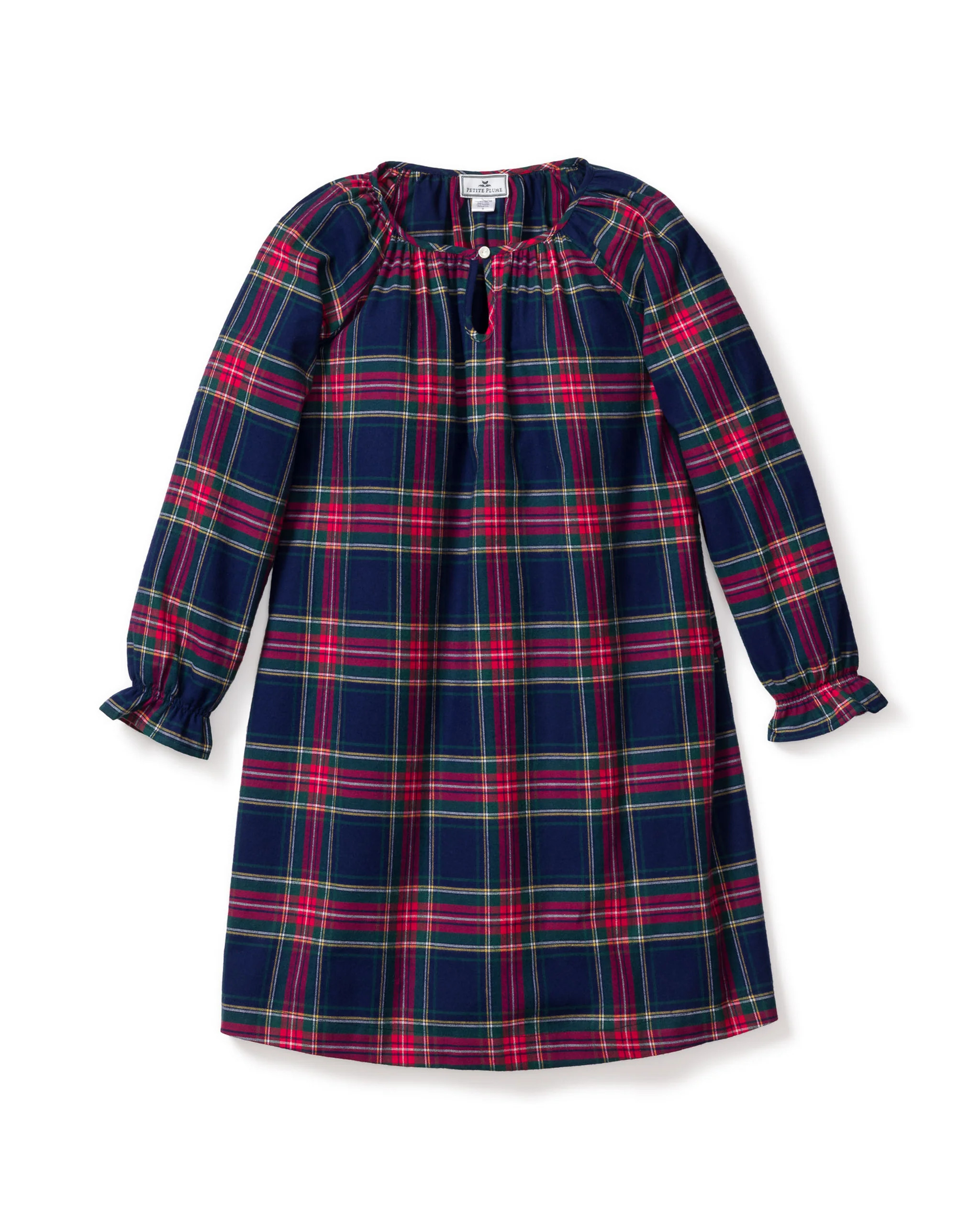 Girl's Brushed Cotton Delphine Nightgown in Windsor Tartan | Petite Plume