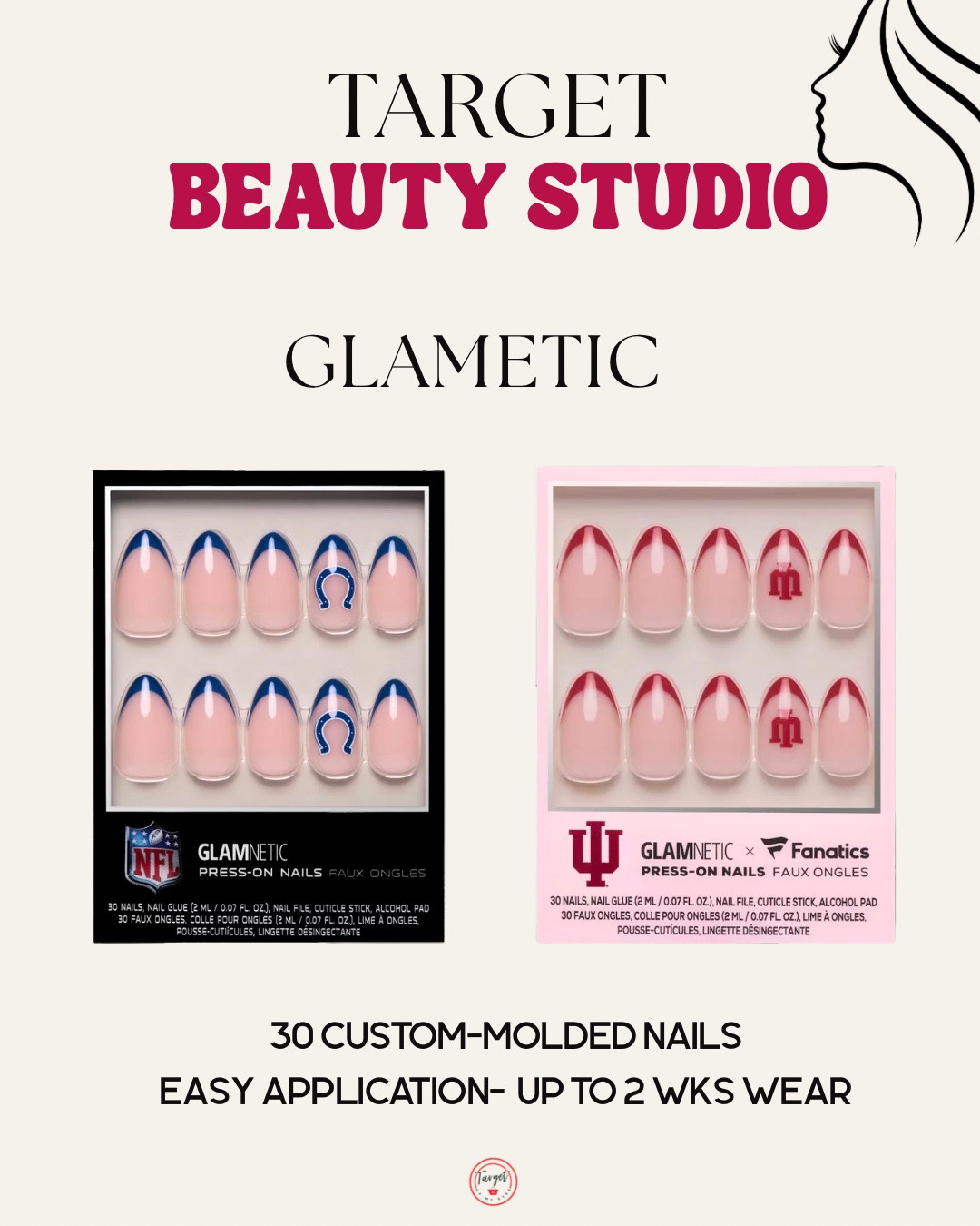 Target Beauty Studio Glametic
30 custom molded press on nails , Easy application-  up to 2 wks Wear 
@Target #target #targetbeauty #glametic #pressons #glameticnails

#LTKselfcare #LTKBeauty #LTKgrwm
