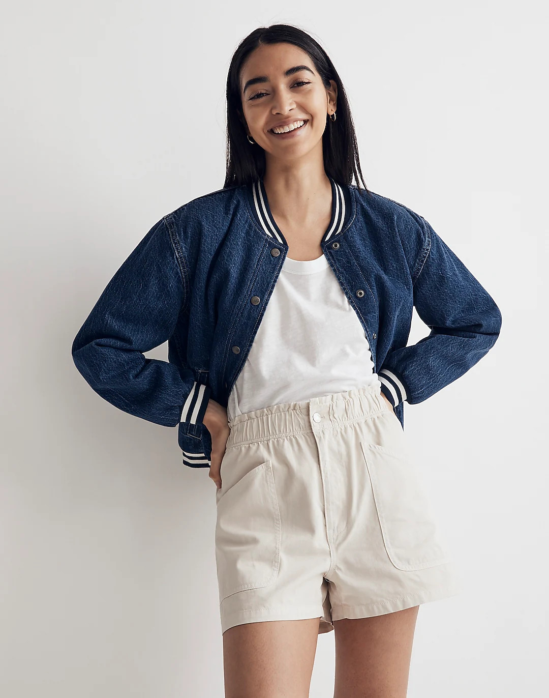 Denim Pull-On Paperbag Utility Shorts: Garment-Dyed Edition | Madewell