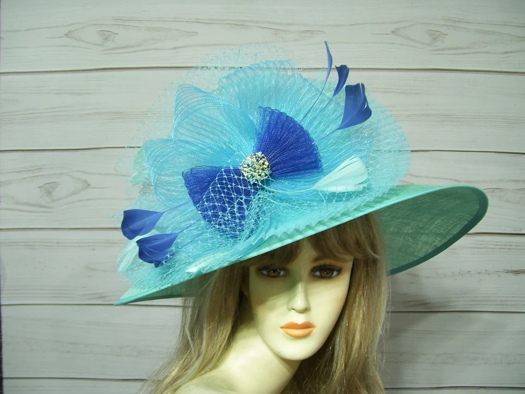 Ladies Light Blue Kentucky Derby Hat, Wedding, Horse Showing, Mother's Day, Womans Church Hat, Be... | Etsy (US)