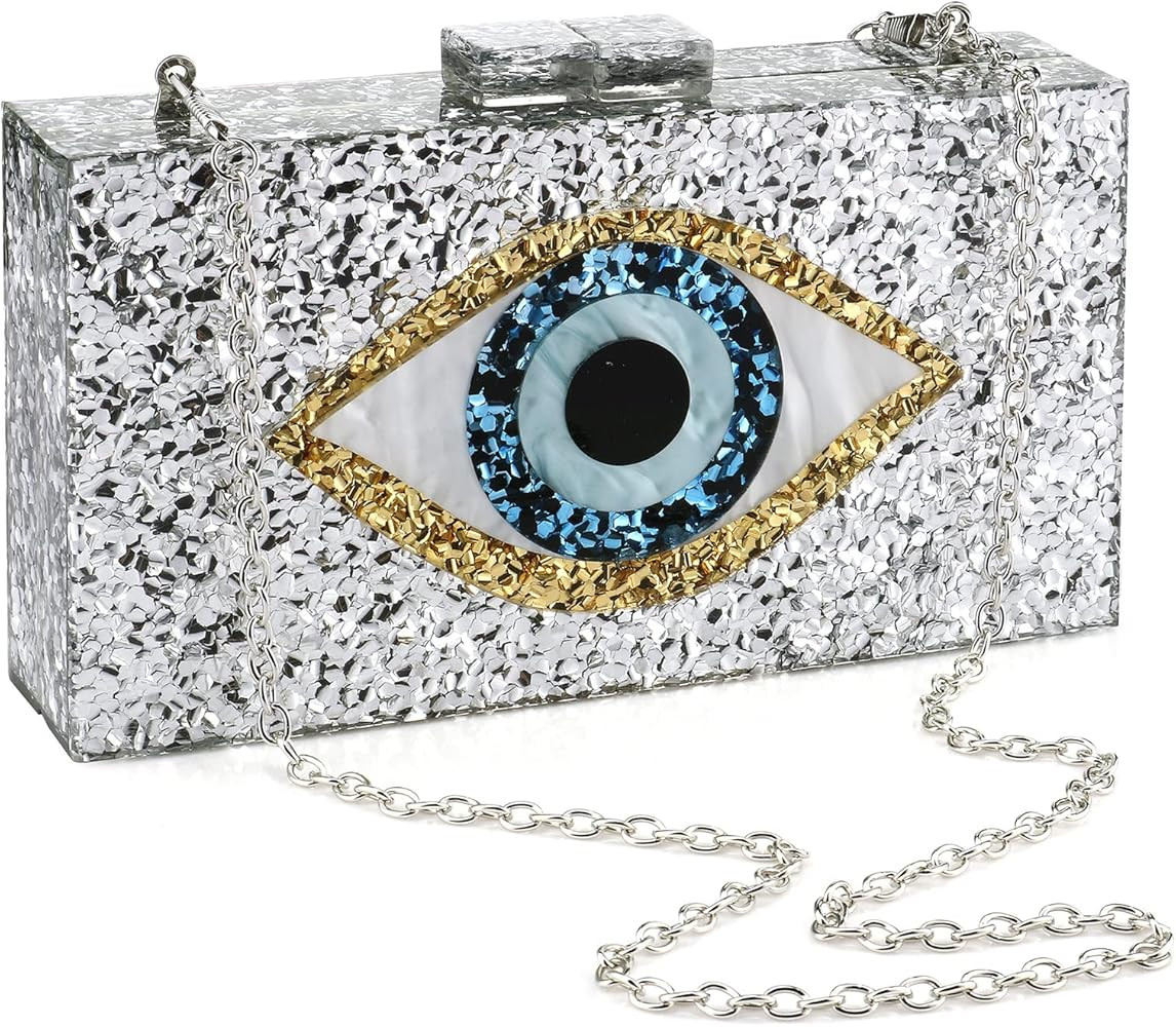 Acrylic Clutch Purses for Women Evening Bag Eyes Multicolor Perspex Box Clutch Glitter Purse Hand... | Amazon (US)