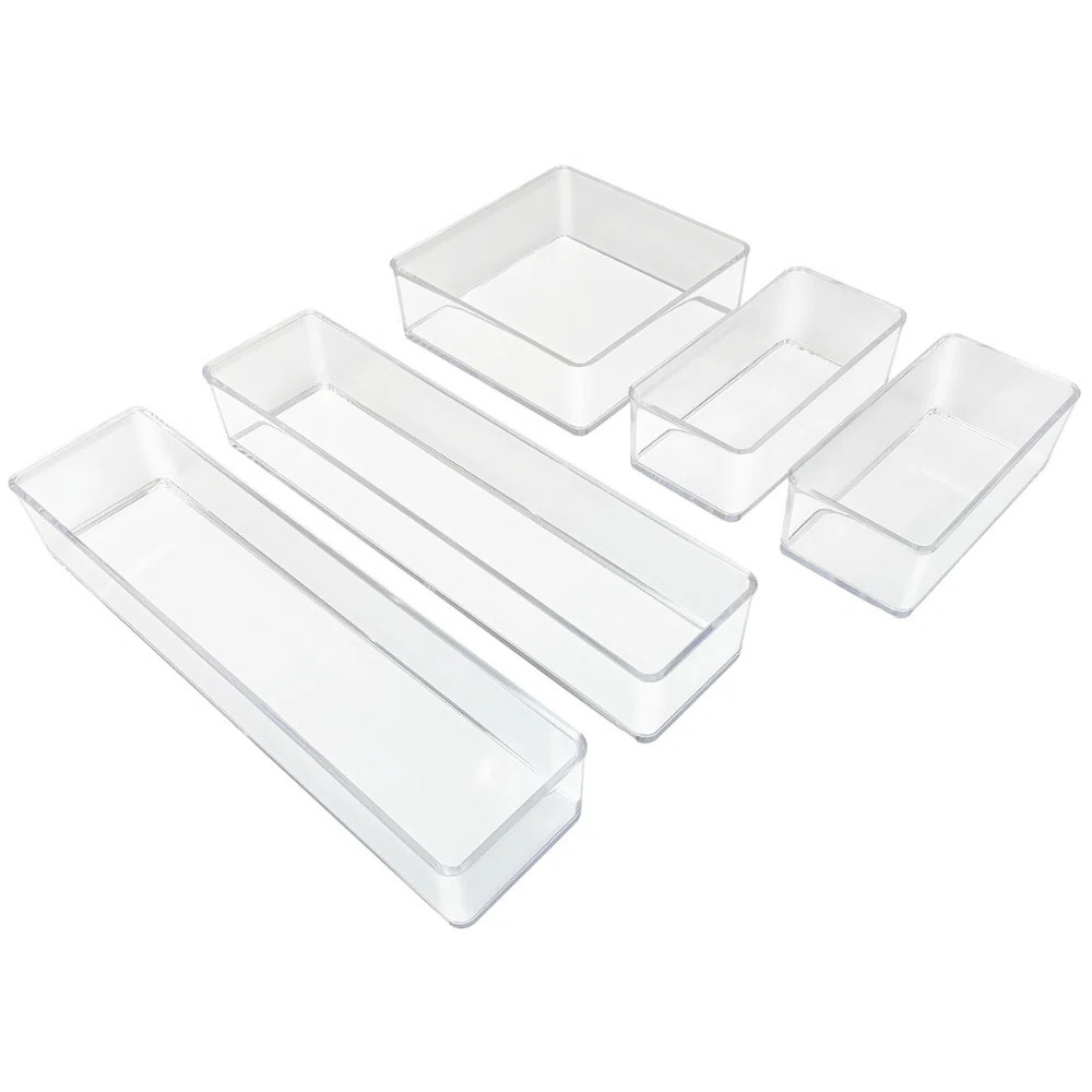 Sorbus Clear Drawer Organizer 5-piece Set, Multi-purpose Organizer Bins For Makeup, Desk Office S... | Wayfair North America