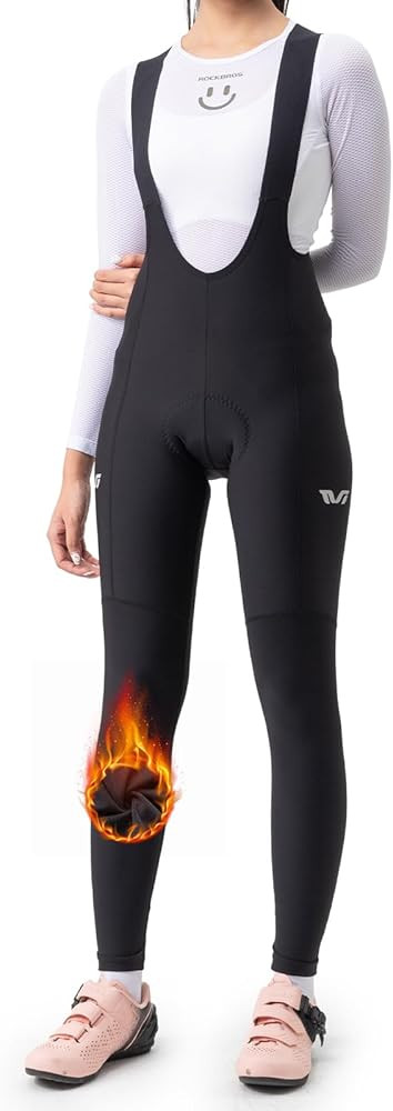 ROCKBROS Cycling Bib Pants Women Padded Winter Bike Thermal Tights Fleece Lined Leggings with Bac... | Amazon (US)