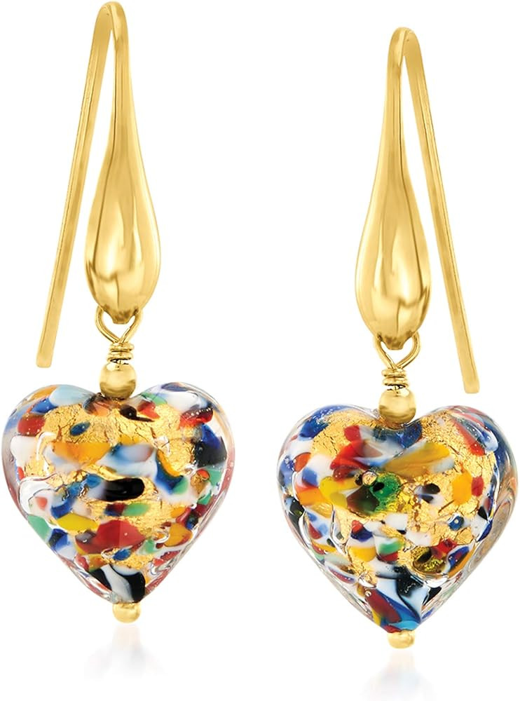 Ross-Simons Italian Murano Glass Heart Drop Earrings in 18kt Gold Over Sterling | Amazon (US)