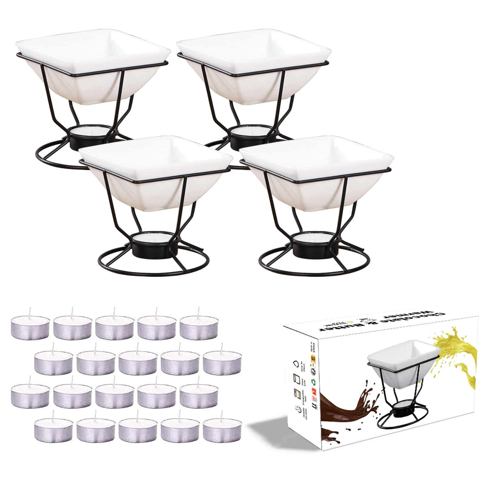 Luvan 7oz Butter Warmers for Seafood with 20 Tealight,4Pcs Ceramic Butter Warmers Set for Chocola... | Amazon (US)