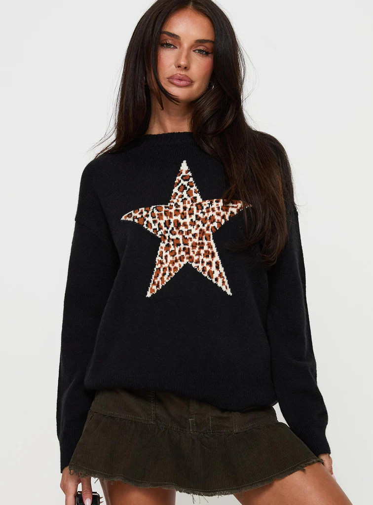 Run The Party Knit Sweater Black | Princess Polly US
