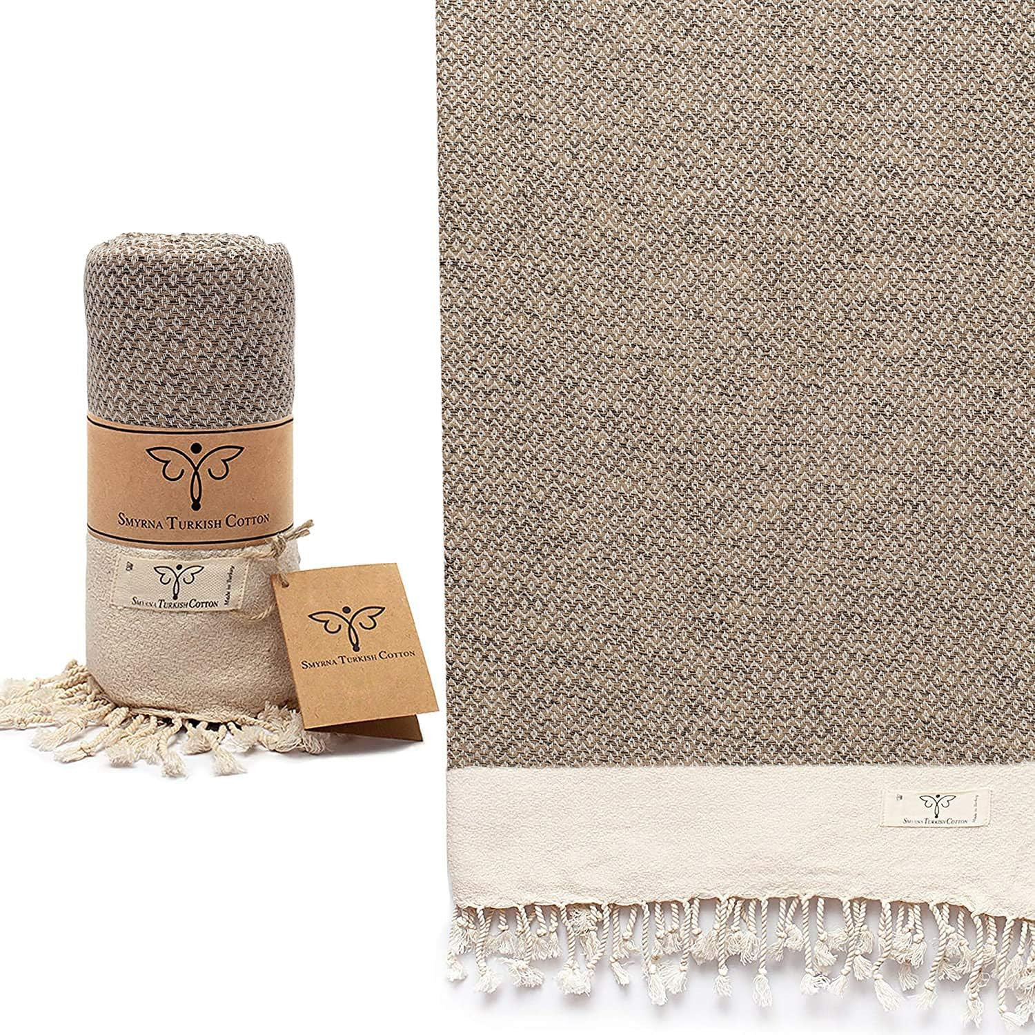 SMYRNA TURKISH COTTON Bath Towels | Bath Towel 37"x71" | Versatile Bath Towels for Bathroom, Hotel, SPA, Gym | Ultra Soft, Absorbent, Prewashed and Quick Dry Turkish Bath Towels, Beige, 37x71 | Amazon (US)