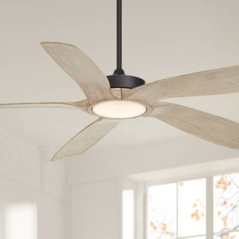 56" Mach 5 Black and Distressed White Oak LED Damp Fan with Remote - #552Y9 | Lamps Plus | Lamps Plus