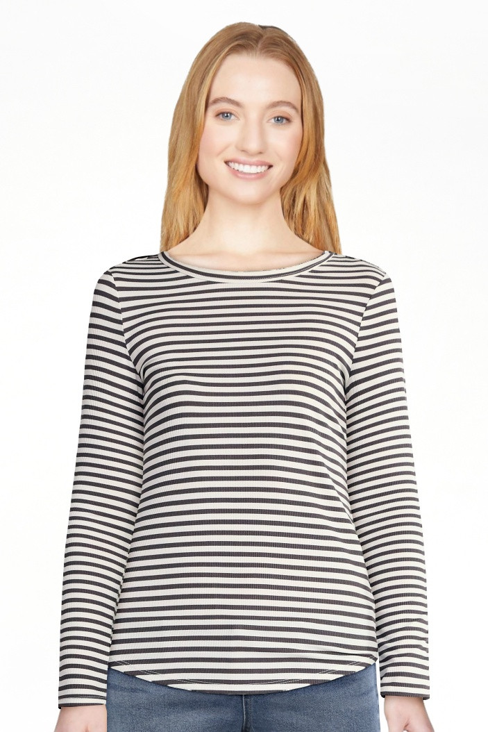 No Boundaries Ribbed Crewneck Tee with Long Sleeves, 1 or 2-Pack, Women's - Walmart.com | Walmart (US)
