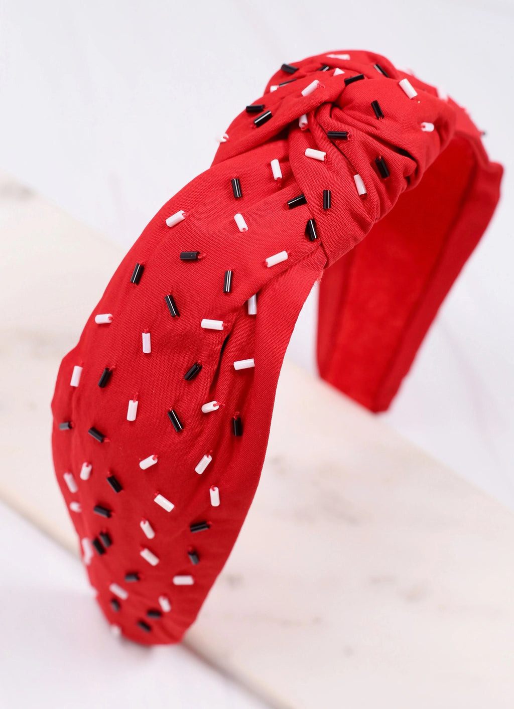 Randall Confetti Bead Headband RED BLACK | Caroline Hill