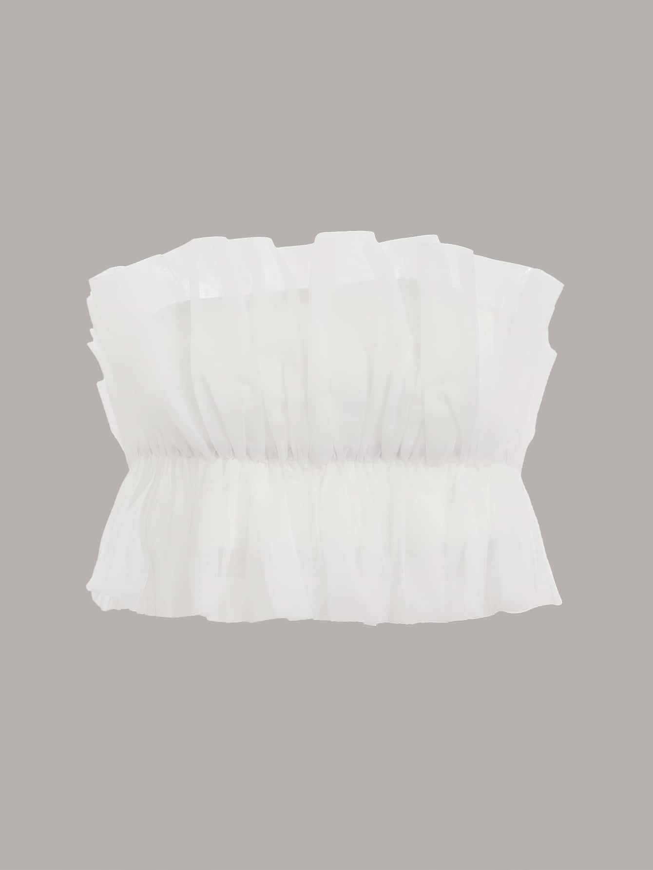 SHEIN ICON Ruffle Hem Organza Tube Top | SHEIN