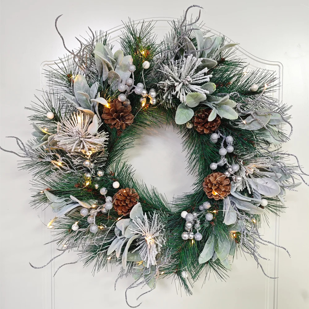 20In Pre-lit Christmas Wreaths for Front Door Winter Wreath Artificial Xmas Outdoor Decoration fo... | Walmart (US)